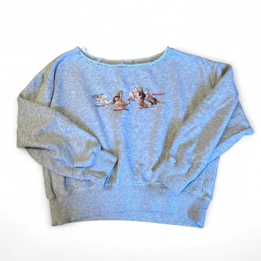 Gray Sweatshirt with Angel Print
